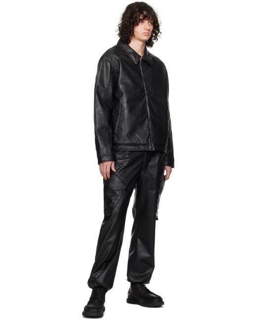Sophnet Black Sustainable Faux-Leather Cargo Pants for men