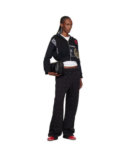 MARINE SERRE Blue Regenerated Graphic Jersey Cropped Zipped Hoodie
