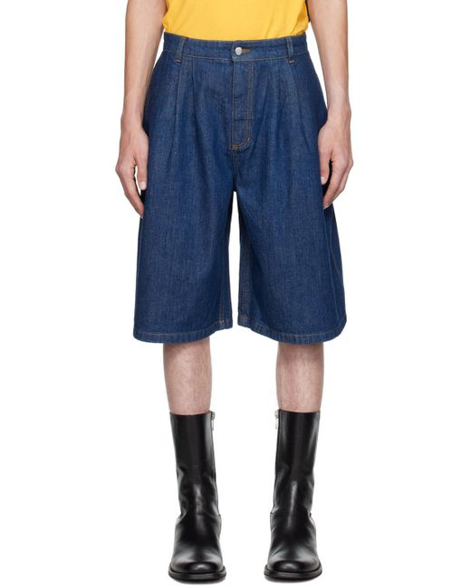 Situationist Pleated Denim Shorts in Blue for Men Lyst UK