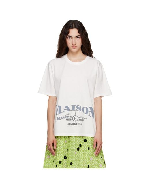 MM6 by Maison Margiela White Off- Printed T-Shirt