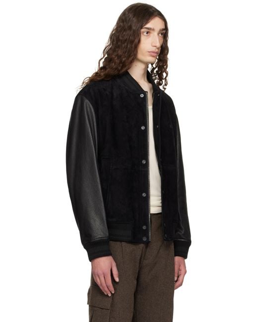 Blouson Aviateur Noir En Cuir À Logo Gaufré HUGO pour homme en coloris Black