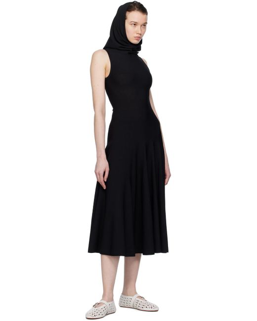 Alaïa Black Hooded Maxi Dress