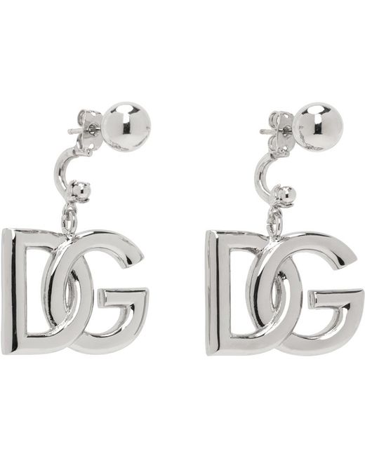 Dolce & Gabbana Black Dolce&gabbana Silver Logo Earrings