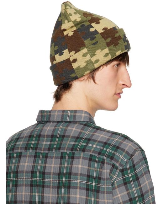 Dime Green Puzzle Fold Beanie for men