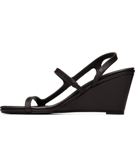 St. Agni Black High Wedge Heeled Sandals