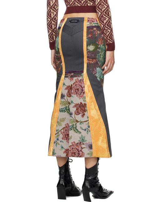 MARINE SERRE Black Multicolor Regenerated Midi Skirt
