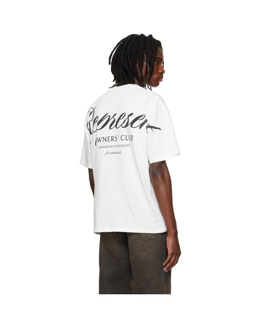 Represent White Off- Owners Club' Script T-Shirt for men