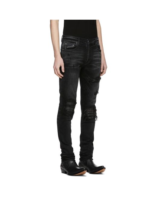 Amiri Black Leather Patch Mx-1 Jeans for Men | Lyst
