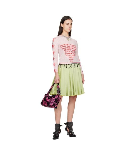 Chopova Lowena Red 'Crunchy Lasagna' Fitted Mesh Top