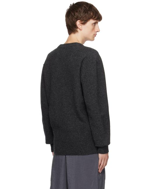 Lemaire Black Gray V-neck Sweater for men