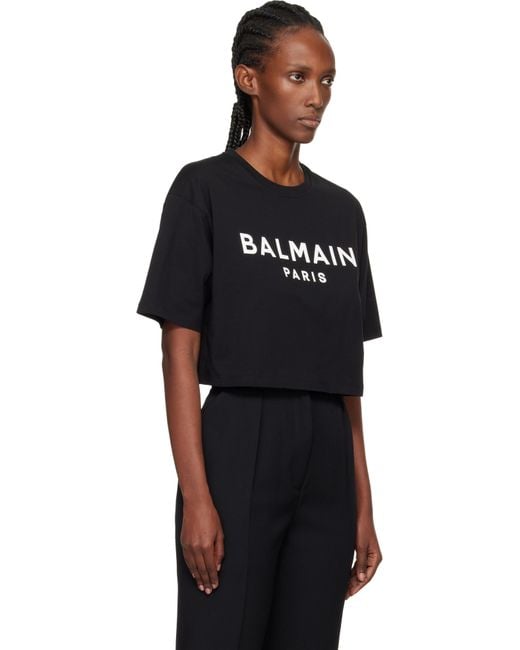 Balmain Black Paris' Print T-Shirt