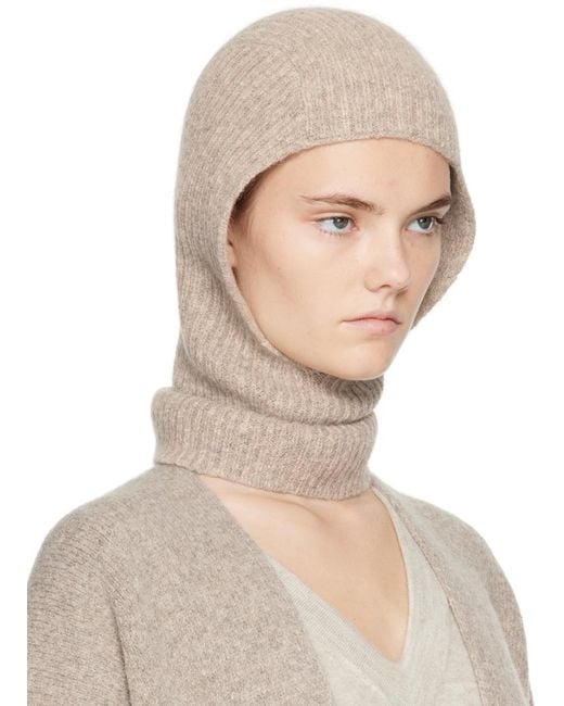 Passe-Montagne Taupe En Tricot Côtelé Lauren Manoogian en coloris Natural