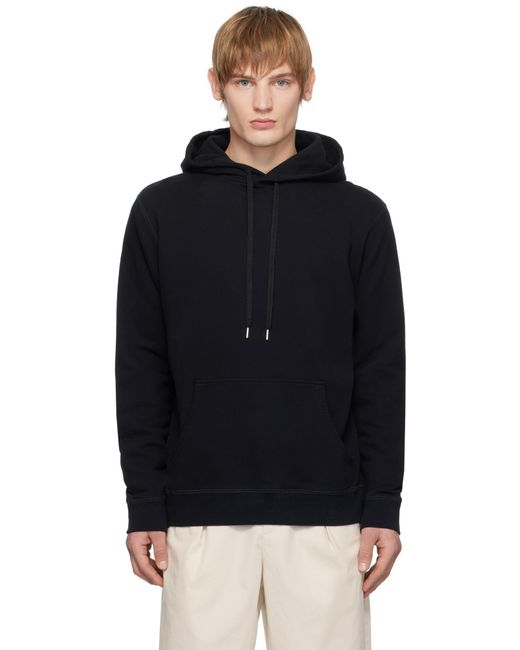 Sunspel Black Loopback Hoodie for men