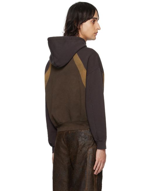 Pull à capuche contrasté brun Eckhaus Latta pour homme en coloris Black