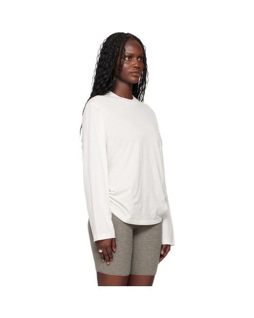 Fear Of God White Off- Holiday Embroidered Classic Fit Long Sleeve T-Shirt