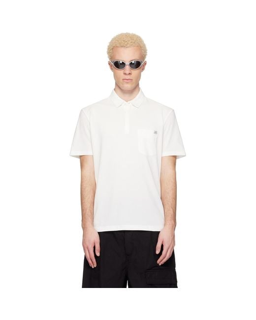 C P Company White Stretch Piquet Short Sleeve Polo for men