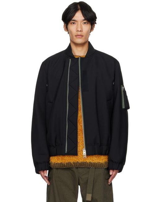 【美品】sacai Suiting blouson MA-1 Sacai Suiting Blouson Bomber Jacket in Black for Men | Lyst