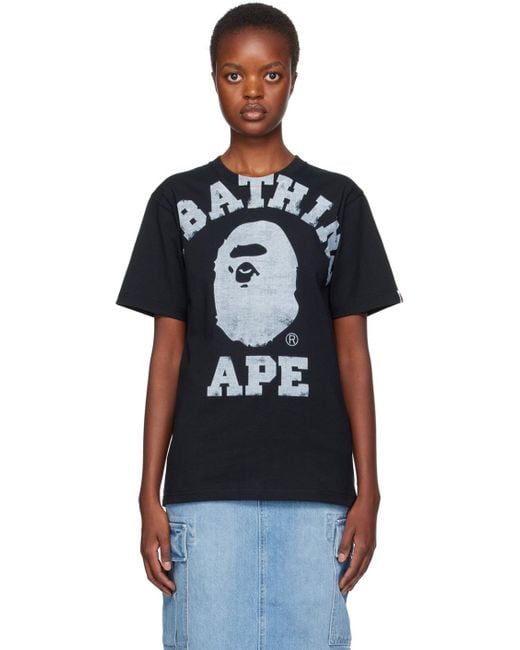 A Bathing Ape Black College T-shirt
