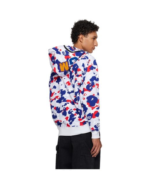 A Bathing Ape Blue Sta Strike Camo Shark Full Zip Hoodie for men