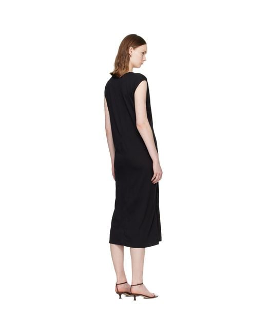 Totême Black Tie-Waist Jersey Midi Dress