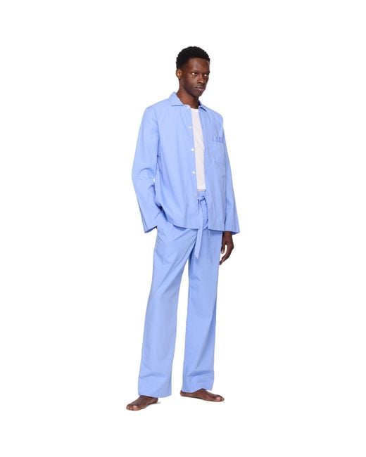 Tekla Blue Poplin Pyjama Pants for men