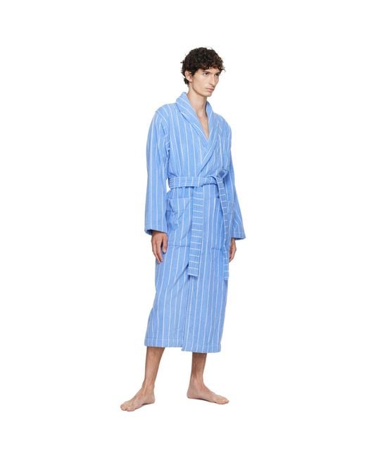 Tekla Blue Terry Classic Bathrobe for men