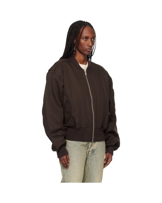 Entire studios Black Cropped Broad Suiting Bomber Jacket