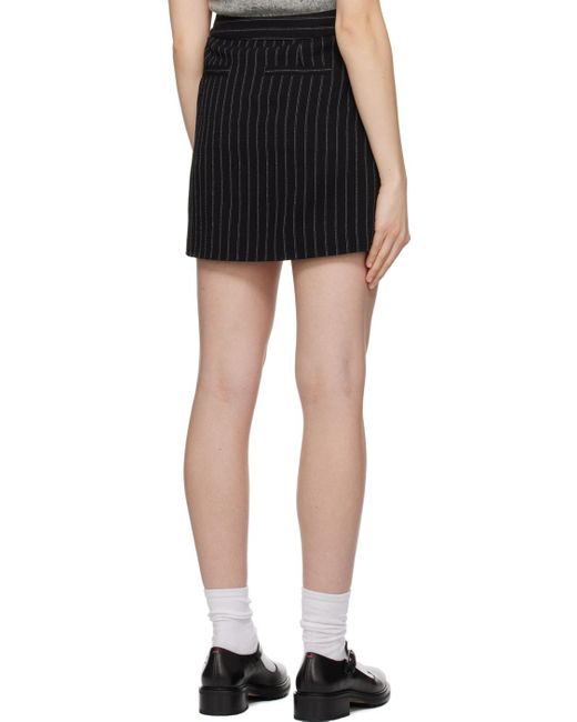 Mini-jupe noire à rayures AMI en coloris Black