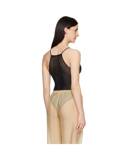 Wolford Black Daisy Net Bodysuit