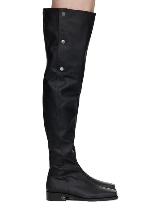 GmbH Black Adem Overknee Snap Buttons Tall Boots for men