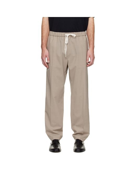 MM6 by Maison Margiela Natural Taupe Drawstring Trousers for men