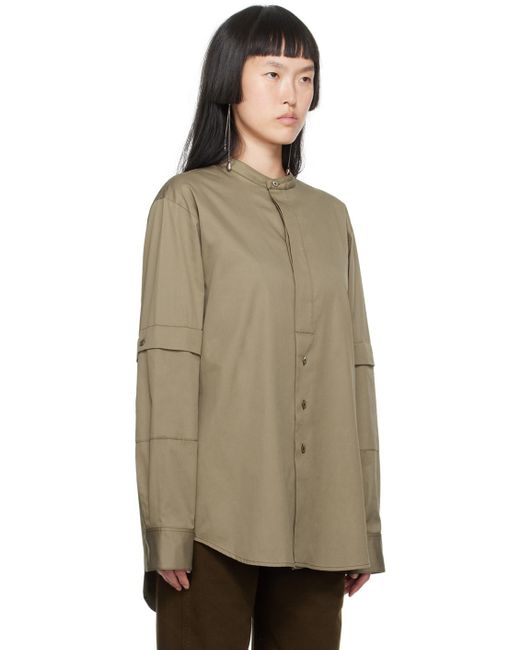Lemaire Brown Taupe Officer Collar Shirt