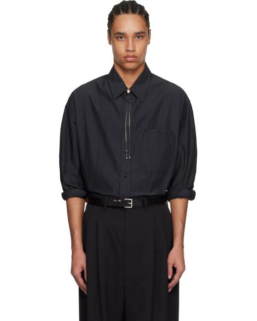 メンズ Lemaire ブラック ダブルポケット シャツ Black