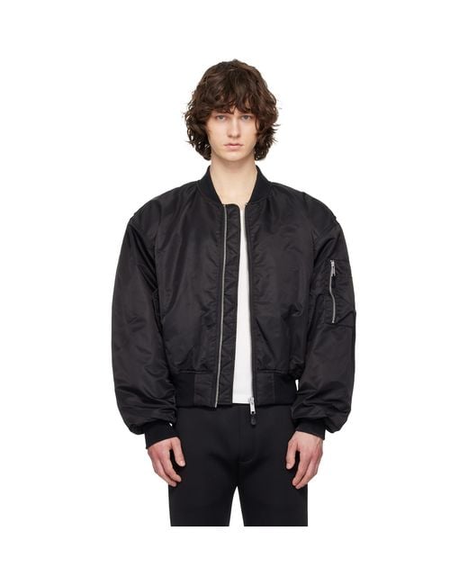Entire studios Black Cropped Broad Bomber Jacket for men