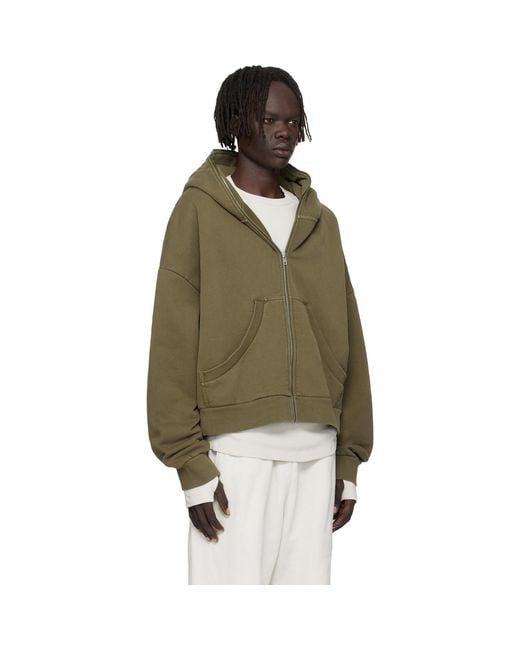Entire studios Green Khaki Eternal Zip Hoodie for men