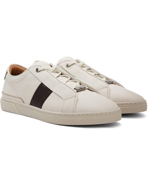 Boss White Gary Leather Sneakers for men