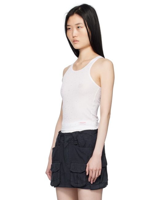 Alexander Wang Black Crystal Hotfix Racer Tank Top