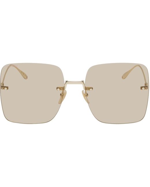 Gucci Black Gold Oversized Square Rimless Sunglasses