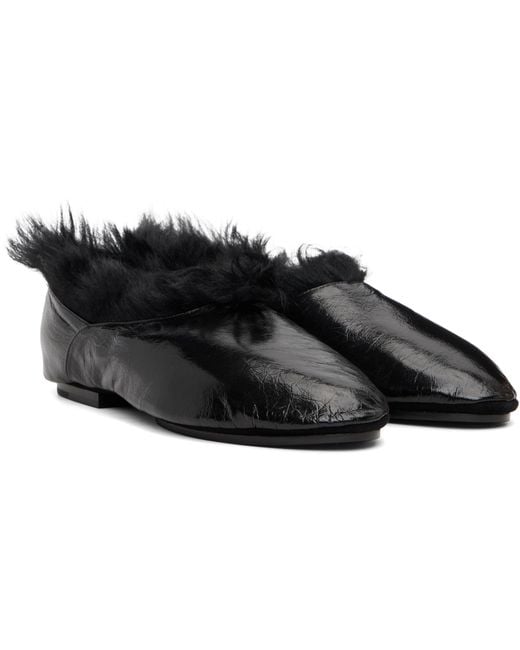 Jil Sander Black Deerskin Slippers
