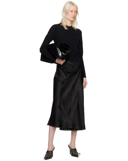 Acne Black Wrap Midi Skirt