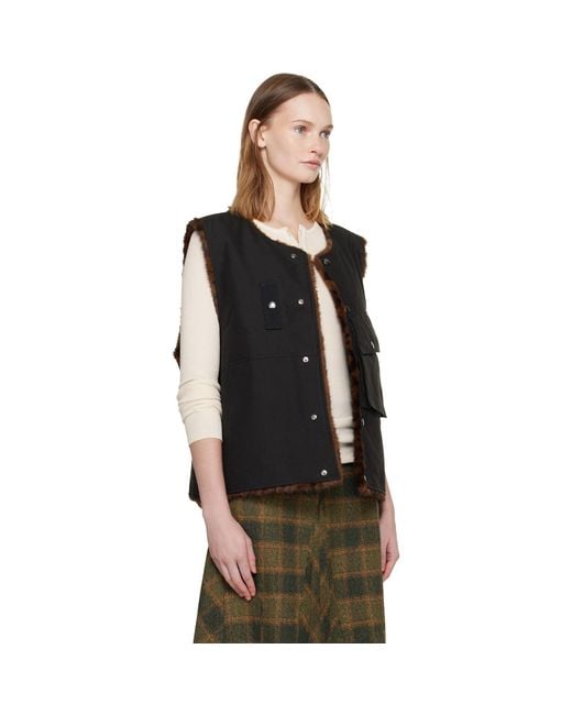 ANDERSSON BELL Black Collarless Pocket Vest