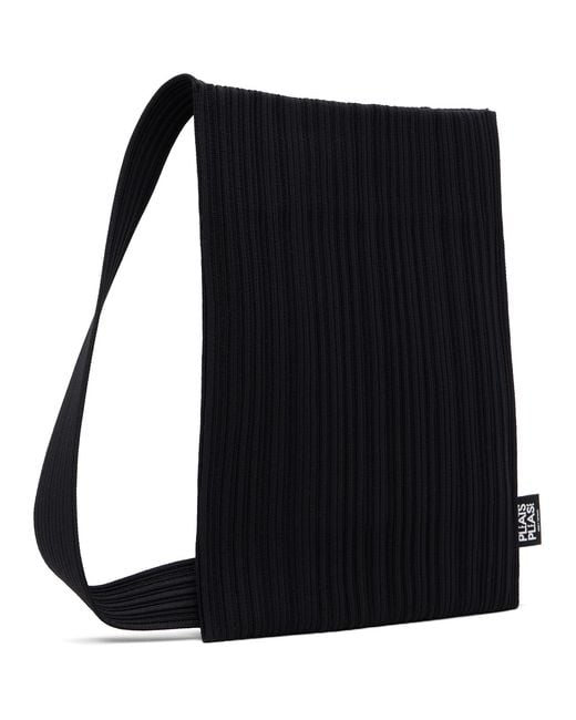 Pleats Please Issey Miyake Black Crepe Knit Bag