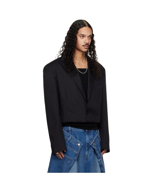 Lu'u Dan Black Slashed Blazer for men