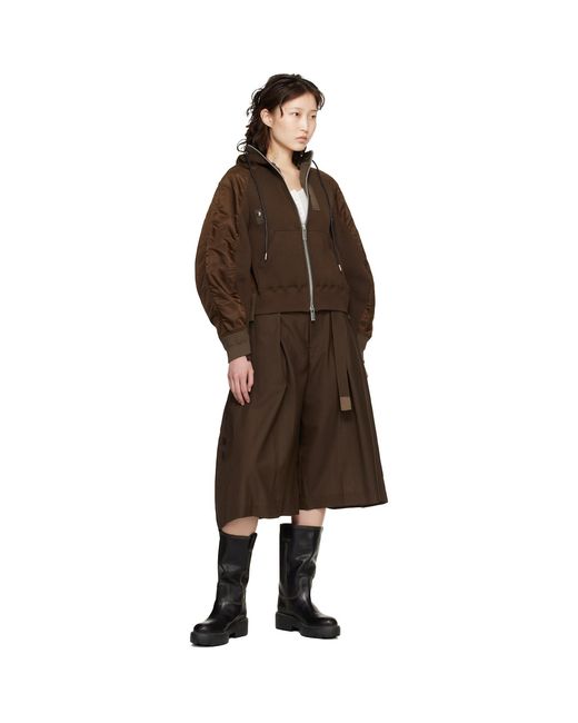 Sacai Brown Sponge Sweat Hoodie