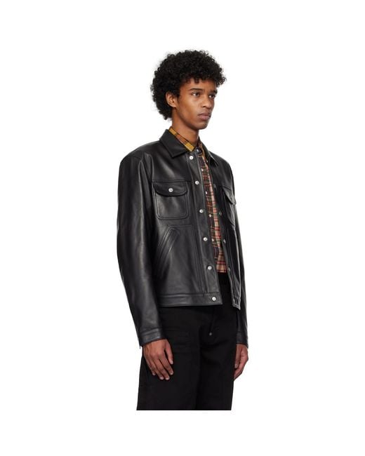 DSquared² Black Boxy Jean Leather Jacket for men