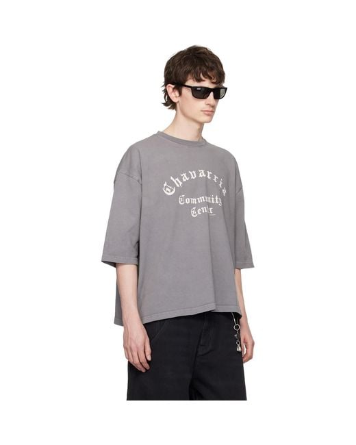 Willy Chavarria Gray 'Chavarria Community Center' Buffalo T-Shirt for men