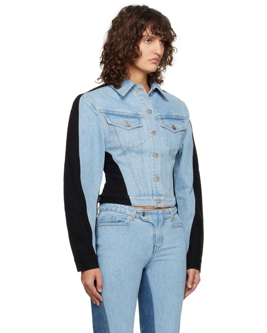 Mugler Blue Bi-Color Denim Jacket