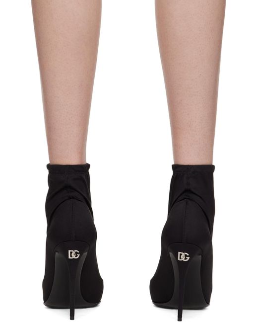 Dolce & Gabbana Black X Kim Jersey Ankle Boots