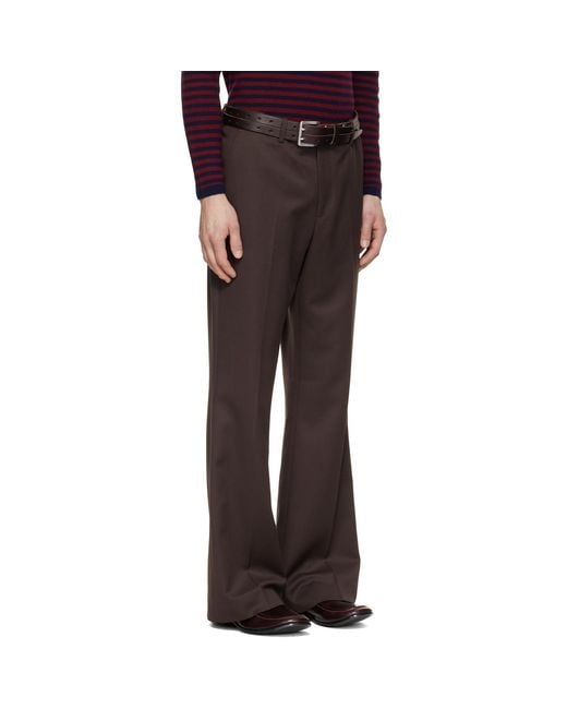 TONYWACK Brown Wool Blend Flared Trousers for men