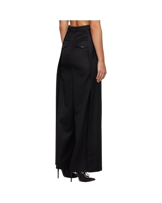 Pushbutton Black Side Folded Wide Trousers
